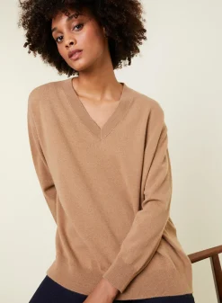 Montagut Loose sweater with V-neck slits in cashmere - Alienor