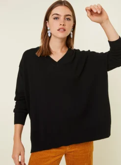 Montagut Loose sweater with V-neck slits in cashmere - Alienor