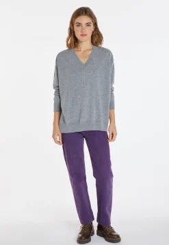 Montagut Loose sweater with V-neck slits in cashmere - Alienor