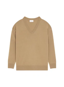 Montagut Loose sweater with V-neck slits in cashmere - Alienor