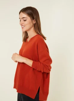 Montagut Loose sweater with V-neck slits in cashmere - Alienor