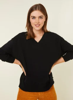 Montagut Loose sweater with V-neck slits in cashmere - Alienor