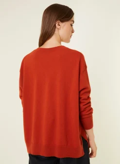 Montagut Loose sweater with V-neck slits in cashmere - Alienor