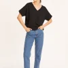 Montagut Loose V-neck brushed cotton T-shirt - Maden