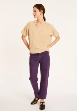Montagut Loose V-neck brushed cotton T-shirt - Maden