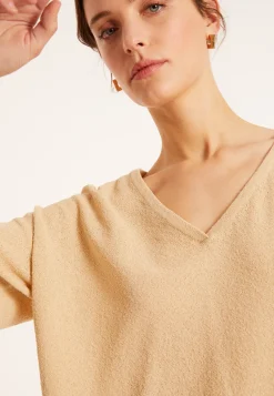 Montagut Loose V-neck brushed cotton T-shirt - Maden