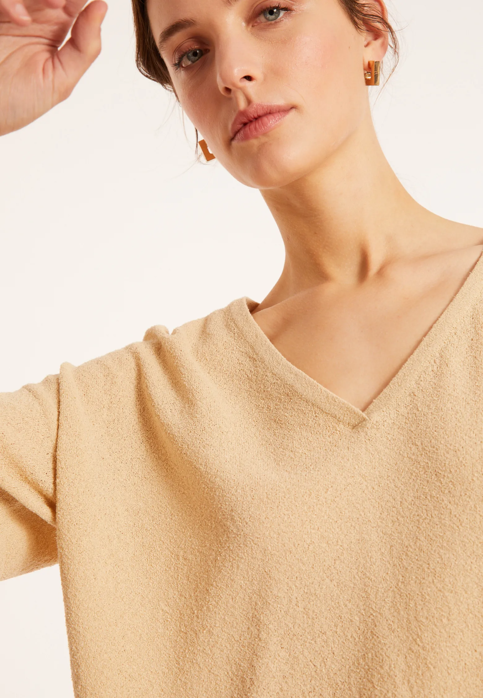 Montagut Loose V-neck brushed cotton T-shirt - Maden