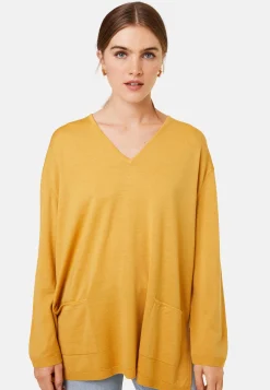 Montagut Loose V-neck sweater with pockets in merino wool - Albertine