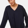 Montagut Loose V-neck sweater with pockets in merino wool - Albertine