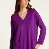 Montagut Loose V-neck sweater with pockets in merino wool - Albertine