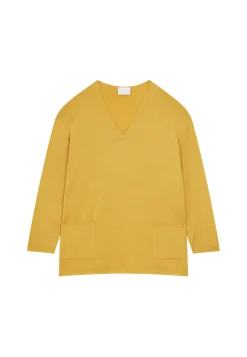 Montagut Loose V-neck sweater with pockets in merino wool - Albertine