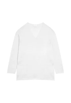 Montagut Loose V-neck sweater with pockets in merino wool - Albertine