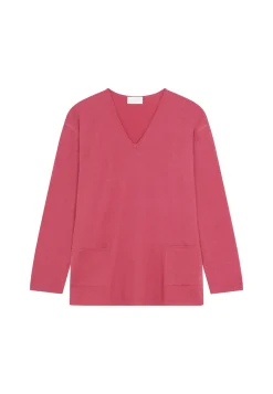 Montagut Loose V-neck sweater with pockets in merino wool - Albertine