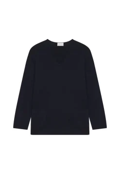 Montagut Loose V-neck sweater with pockets in merino wool - Albertine