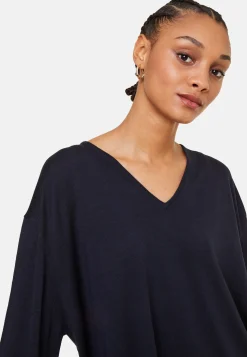 Montagut Loose V-neck sweater with pockets in merino wool - Albertine
