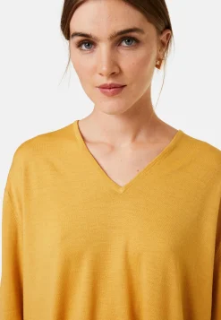 Montagut Loose V-neck sweater with pockets in merino wool - Albertine
