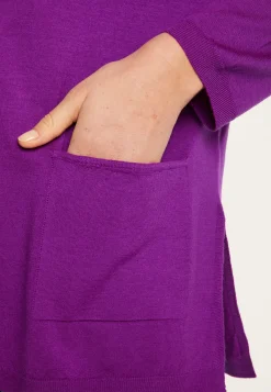 Montagut Loose V-neck sweater with pockets in merino wool - Albertine