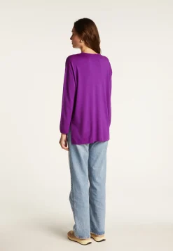 Montagut Loose V-neck sweater with pockets in merino wool - Albertine
