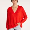 Montagut Loose-fit slub linen V-neck T-shirt - Beja