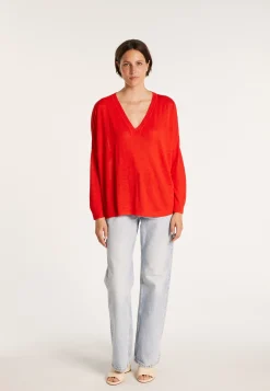 Montagut Loose-fit slub linen V-neck T-shirt - Beja