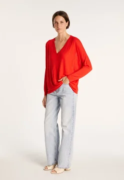 Montagut Loose-fit slub linen V-neck T-shirt - Beja