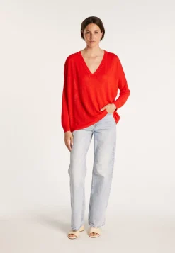 Montagut Loose-fit slub linen V-neck T-shirt - Beja