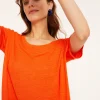 Montagut Loose-fitting round-neck flamed linen T-shirt - Pavot