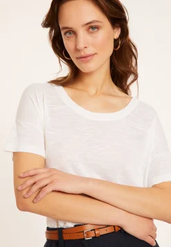 Montagut Loose-fitting round-neck flamed linen T-shirt - Pavot