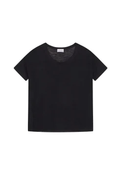 Montagut Loose-fitting round-neck flamed linen T-shirt - Pavot