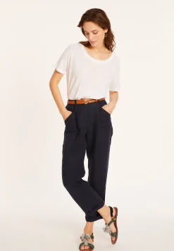 Montagut Loose-fitting round-neck flamed linen T-shirt - Pavot