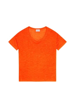 Montagut Loose-fitting round-neck flamed linen T-shirt - Pavot