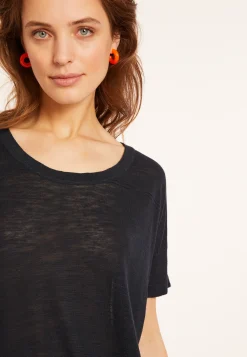 Montagut Loose-fitting round-neck flamed linen T-shirt - Pavot