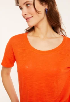 Montagut Loose-fitting round-neck flamed linen T-shirt - Pavot