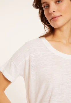 Montagut Loose-fitting round-neck flamed linen T-shirt - Pavot