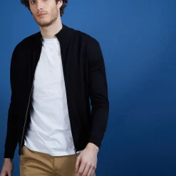 Montagut Men's zip-up merino wool cardigan - Estian