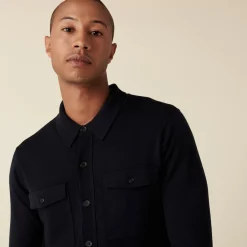 Montagut Merino wool patch pocket overshirt - Andy