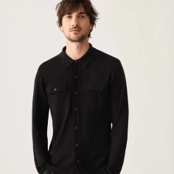 Montagut Merino wool patch pocket overshirt - Andy