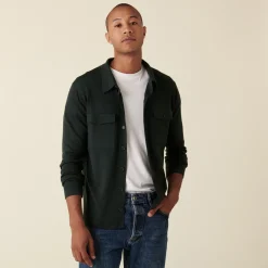 Montagut Merino wool patch pocket overshirt - Andy
