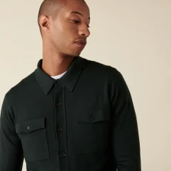 Montagut Merino wool patch pocket overshirt - Andy