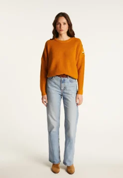 Montagut Merino wool round neck buttoned shoulder sweater - Gao