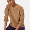 Montagut Merino wool round neck buttoned shoulder sweater - Gao