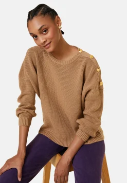 Montagut Merino wool round neck buttoned shoulder sweater - Gao