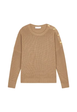 Montagut Merino wool round neck buttoned shoulder sweater - Gao