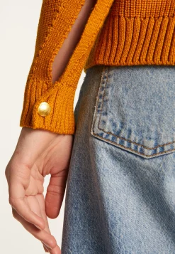 Montagut Merino wool round neck buttoned shoulder sweater - Gao