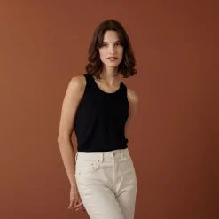Montagut Merino wool round-neck jersey stitch tank top - Antenia