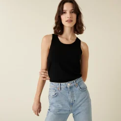 Montagut Merino wool round-neck jersey stitch tank top - Antenia