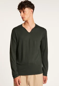 Montagut Merino wool sweater with Tunisian collar with logo - Etan