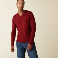 Montagut Merino wool sweater with Tunisian collar with logo - Etan