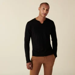 Montagut Merino wool sweater with Tunisian collar with logo - Etan