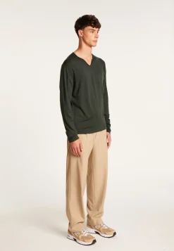 Montagut Merino wool sweater with Tunisian collar with logo - Etan